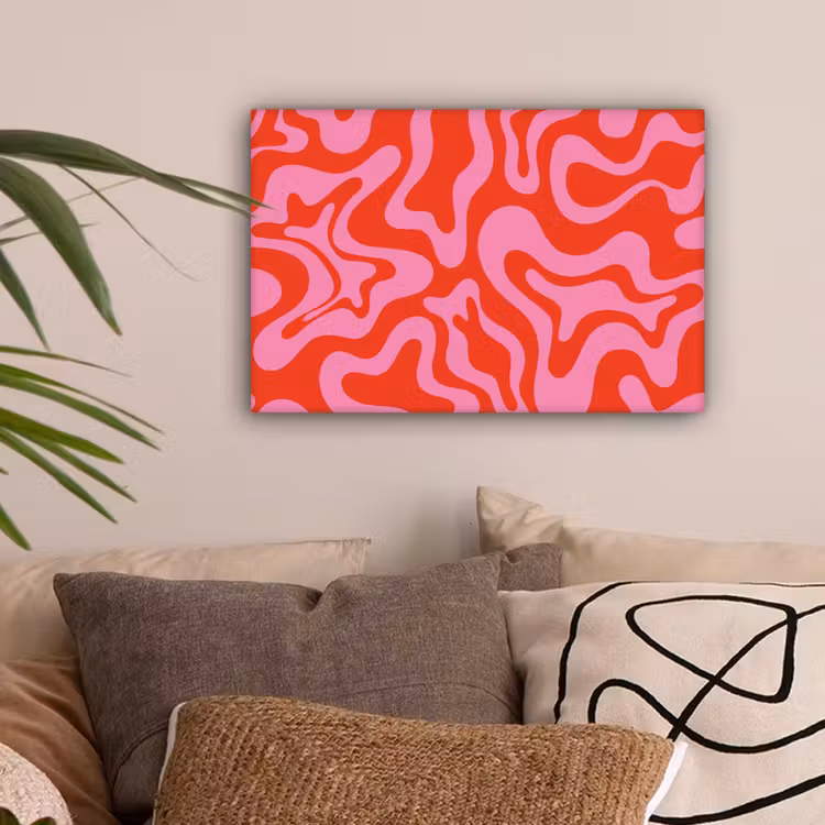 Abstract - Patroon - Rood - Roze - Minimalistisch canvas 2cm klein -sfeer1