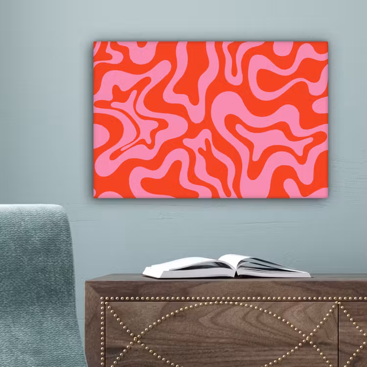 Abstract - Patroon - Rood - Roze - Minimalistisch canvas 2cm klein -sfeer4