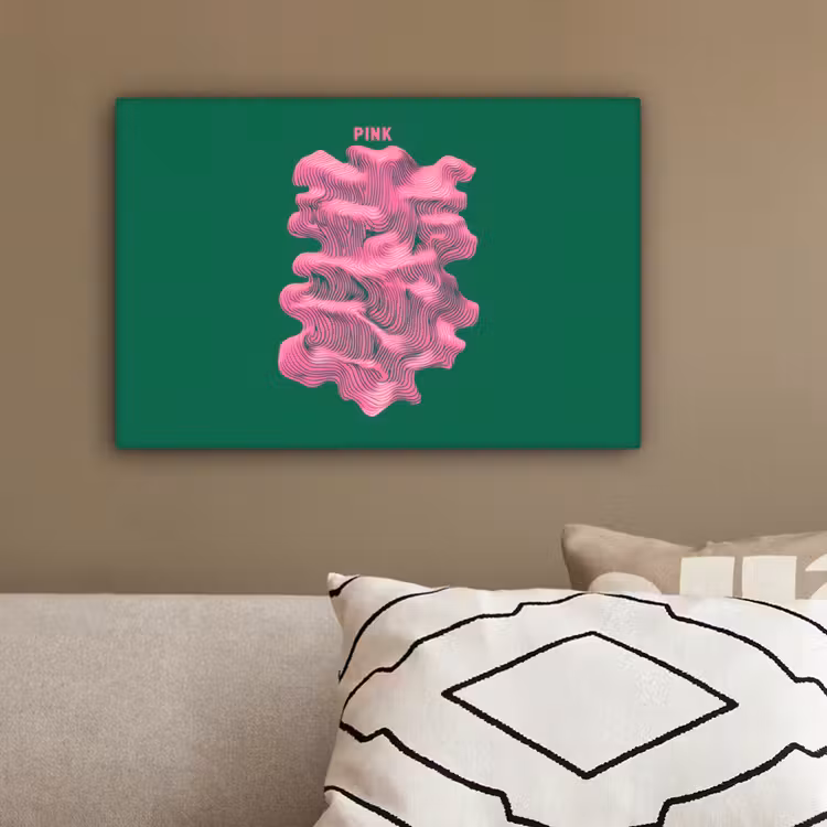 Abstract - Pink - Lijnen - Groen canvas 2cm klein -sfeer3