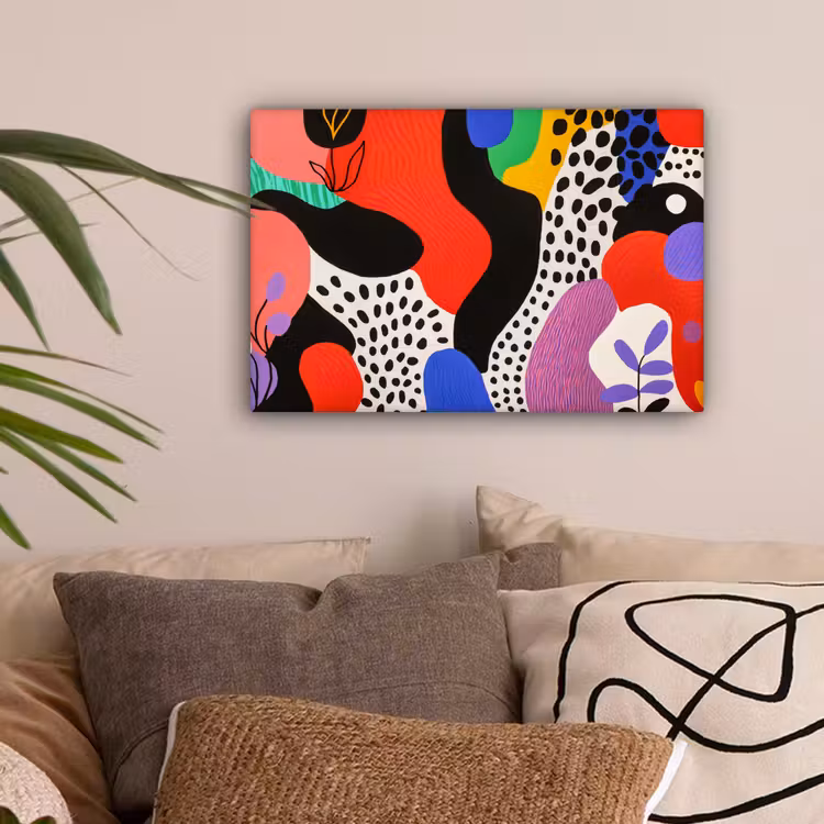 Abstract - Vormen - Kleuren - Stippen canvas 2cm klein -sfeer1