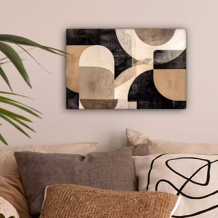 Abstract - Vormen - Modern - Beige canvas 2cm klein -sfeer1
