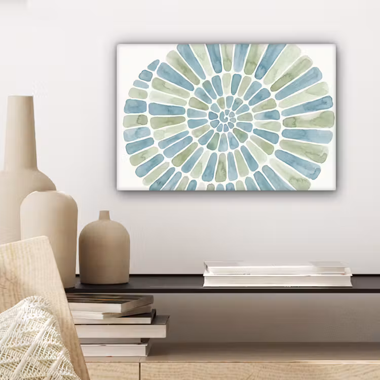 Abstract - Spiraal - Patroon - Modern - Blauw-Groen canvas 2cm klein -sfeer6