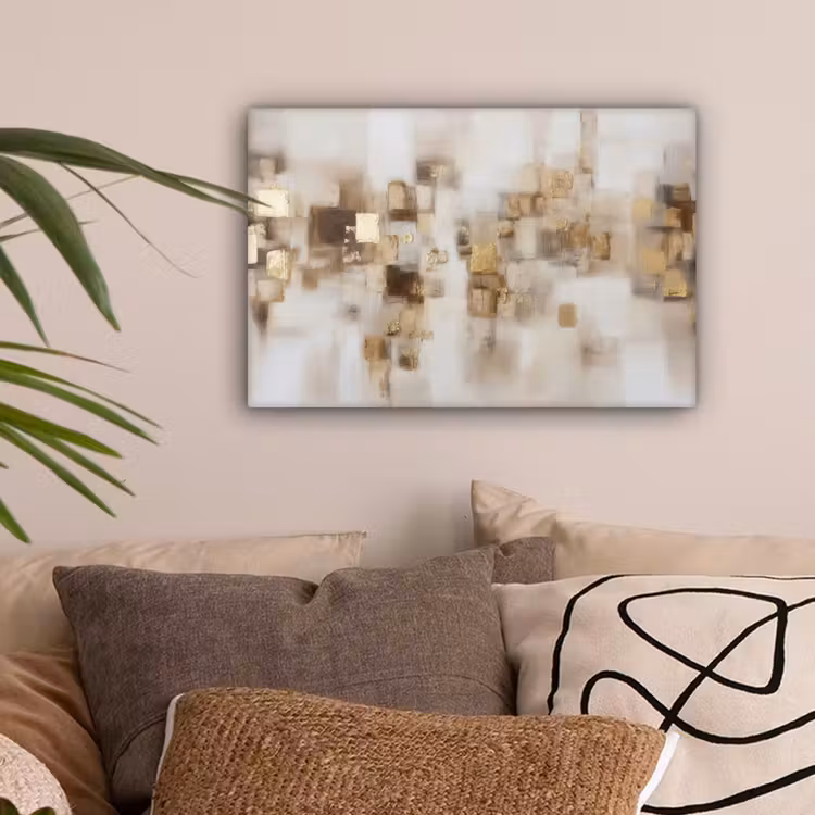 Abstracte vierkanten - Aardetonen - Mistig canvas 2cm klein -sfeer1