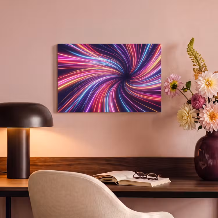 Abstract - Swirl - Futuristic - Neon canvas 2cm klein -sfeer4