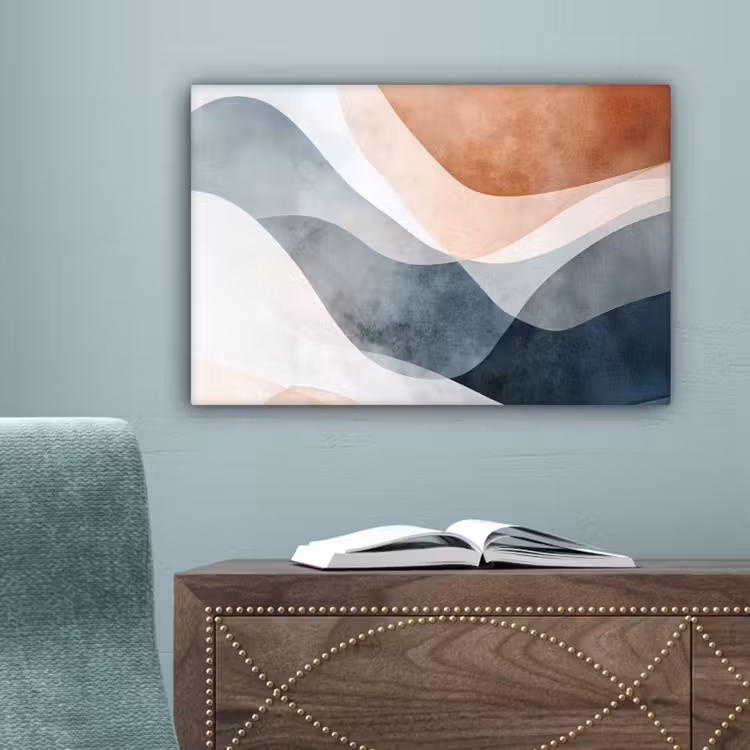 Abstract - Golven - Blauw canvas 2cm klein -sfeer4