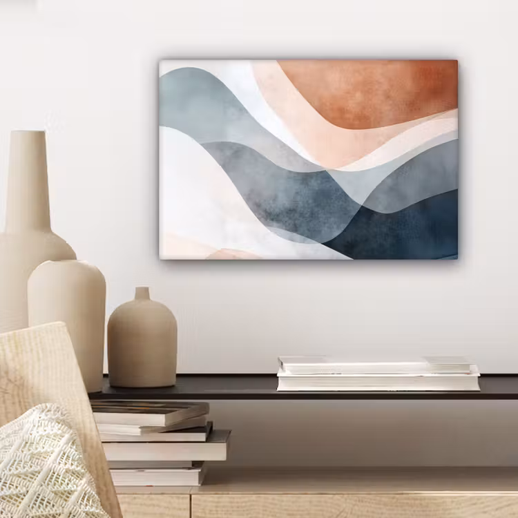 Abstract - Golven - Blauw canvas 2cm klein -sfeer6