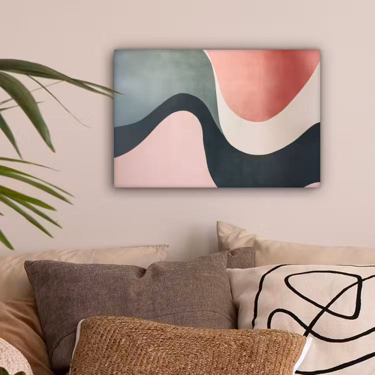 Abstract - Golven - Sierlijk - Roze canvas 2cm klein -sfeer1