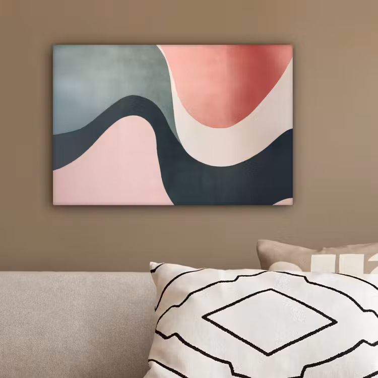 Abstract - Golven - Sierlijk - Roze canvas 2cm klein -sfeer3