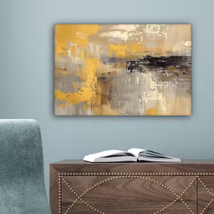 Abstract - Geel - Modern - Beige canvas 2cm klein -sfeer4