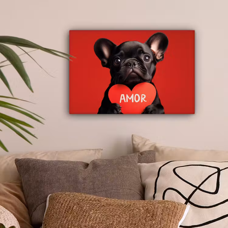 Amor - Hond - Hartje - Rood canvas 2cm klein -sfeer1