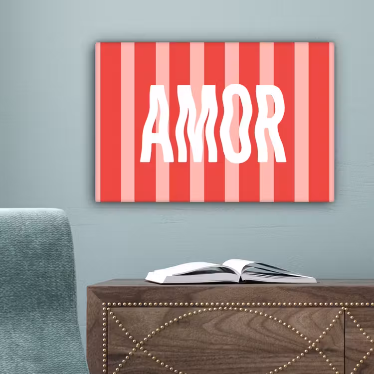 Amor - Strepen - Rood - Roze canvas 2cm klein -sfeer1