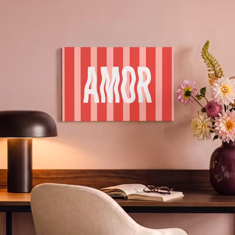 Amor - Strepen - Rood - Roze canvas 2cm klein -sfeer4