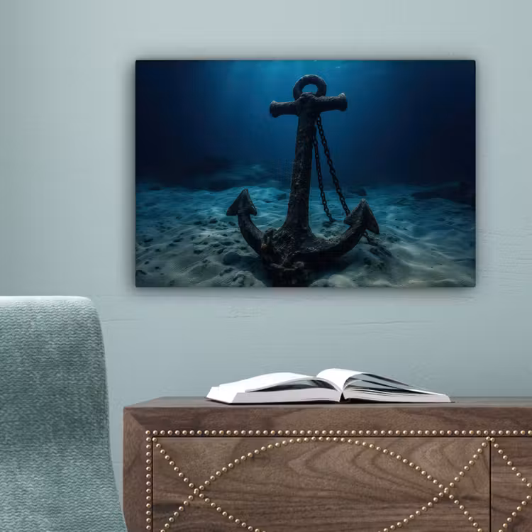 Anker - Ijzer - Zeebodem - Zand canvas 2cm klein -sfeer4