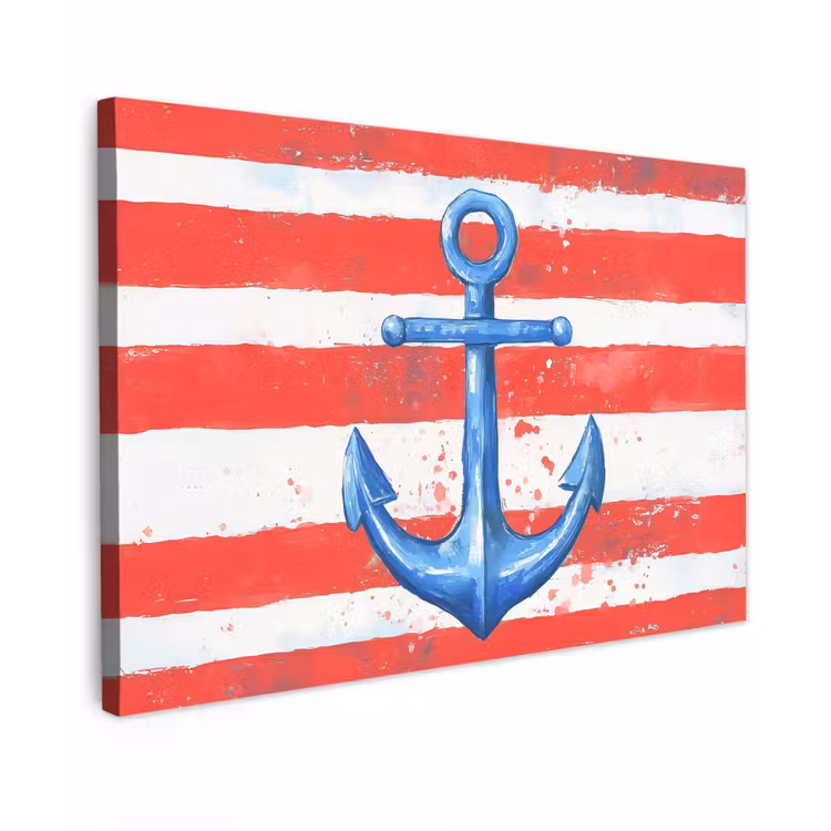 Anker - Verfspatten - Rood - Blauw canvas 2cm klein -z3d