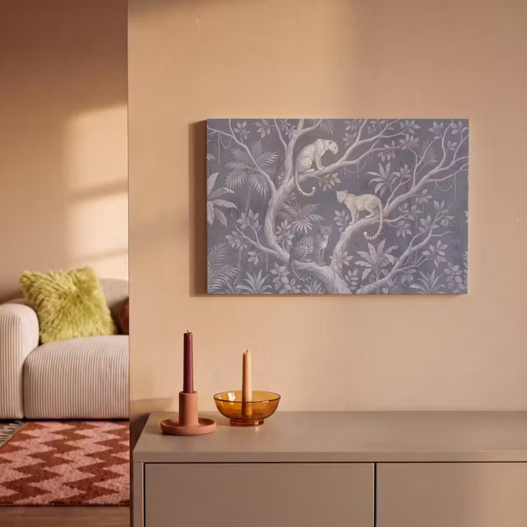 Dieren - Jungle - Illustratie - Bomen - Blauw canvas 2cm klein -sfeer1
