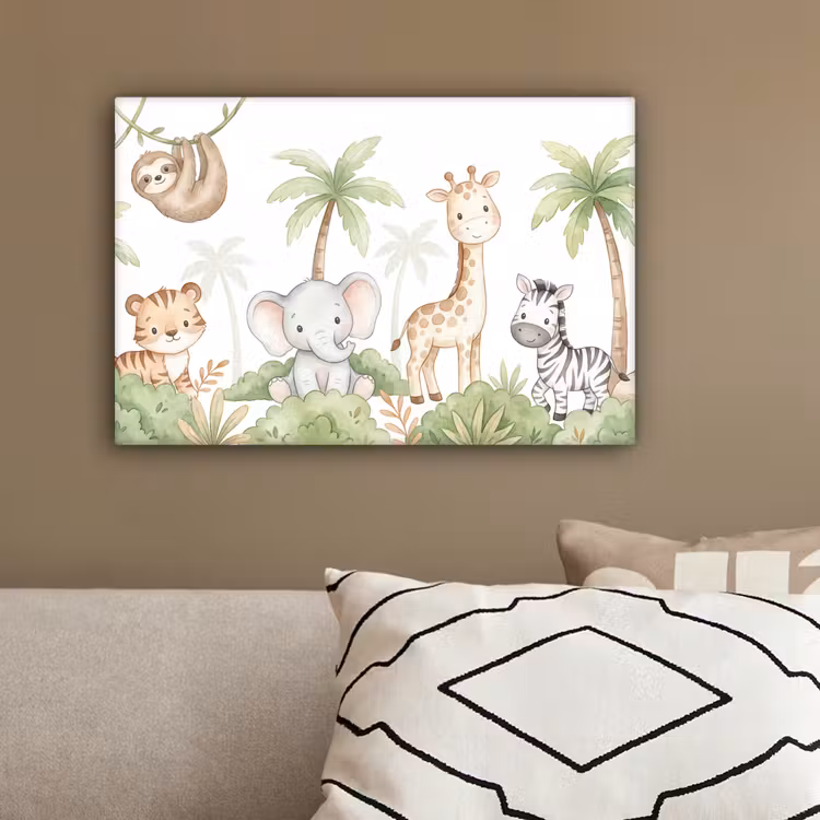 Dieren - Jungle - Pastel canvas 2cm klein -sfeer3
