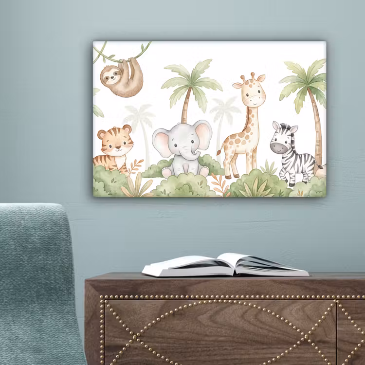 Dieren - Jungle - Pastel canvas 2cm klein -sfeer4