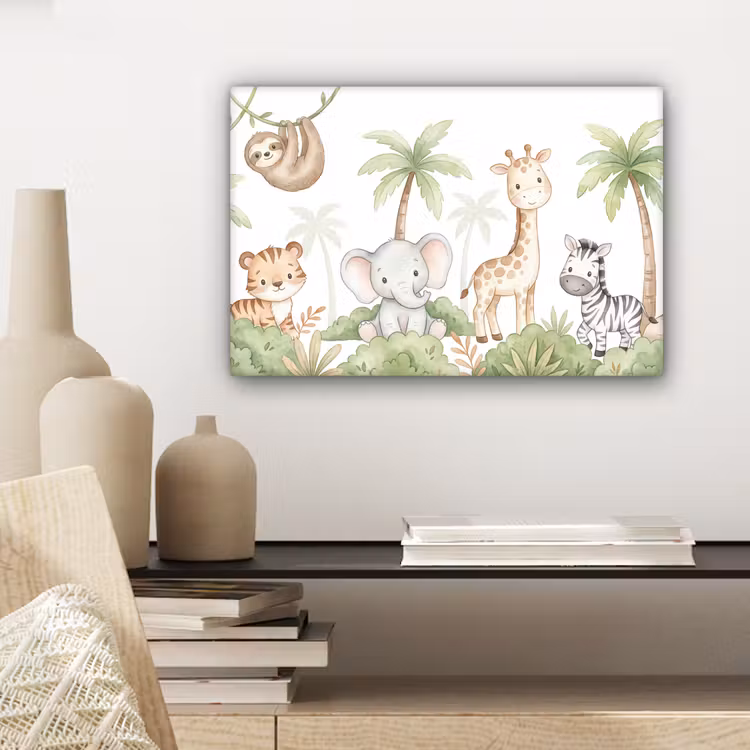 Dieren - Jungle - Pastel canvas 2cm klein -sfeer6