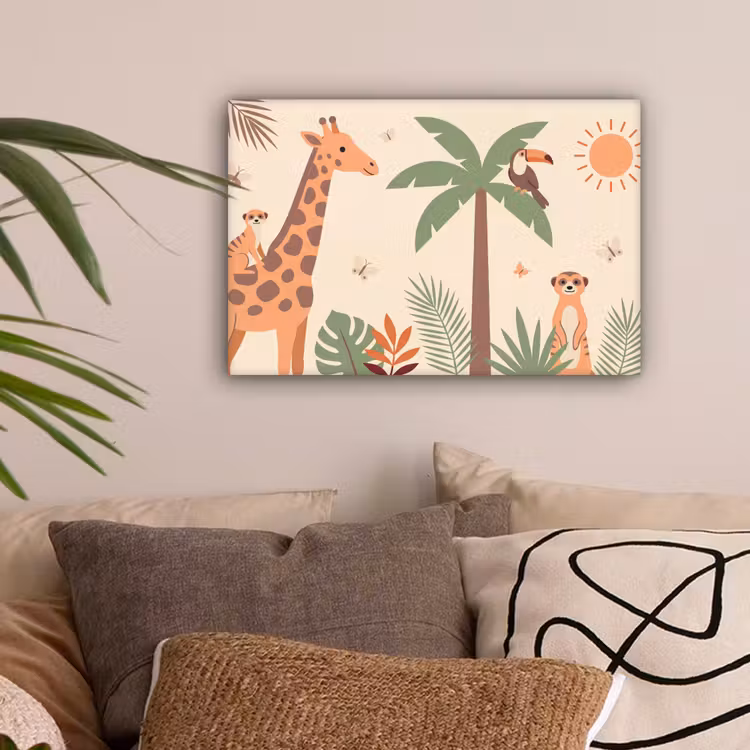Dieren - Tropisch - Safari - Kleurrijk canvas 2cm klein -sfeer1