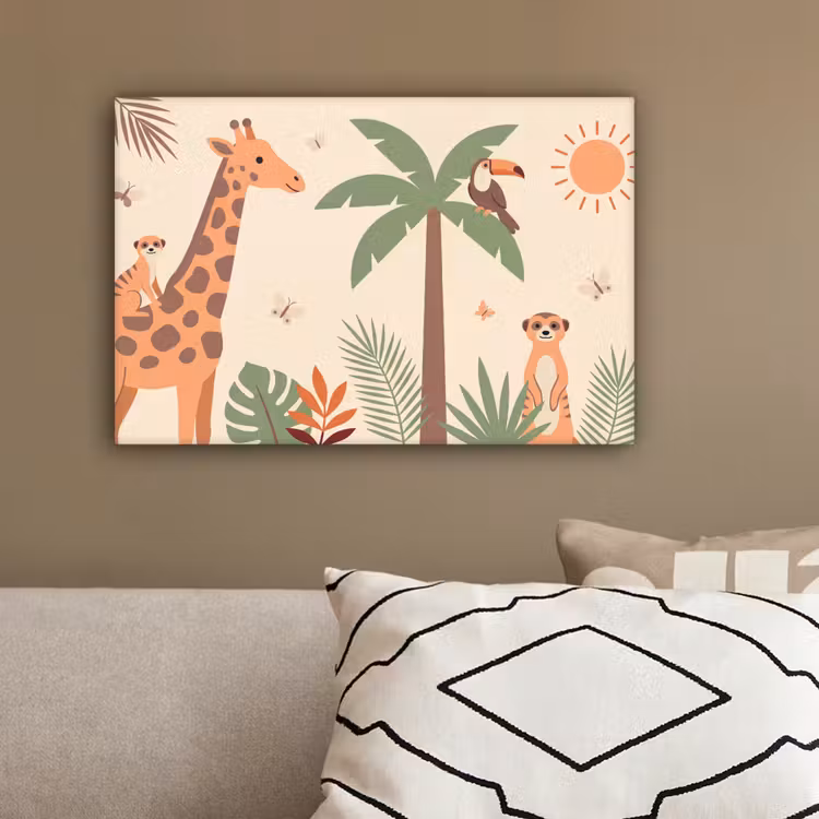 Dieren - Tropisch - Safari - Kleurrijk canvas 2cm klein -sfeer3