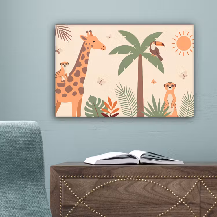 Dieren - Tropisch - Safari - Kleurrijk canvas 2cm klein -sfeer4