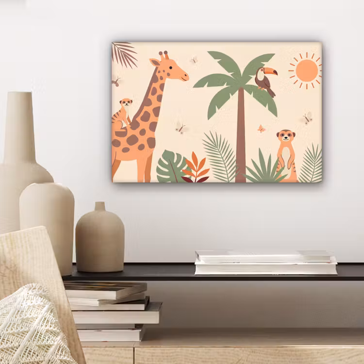 Dieren - Tropisch - Safari - Kleurrijk canvas 2cm klein -sfeer6