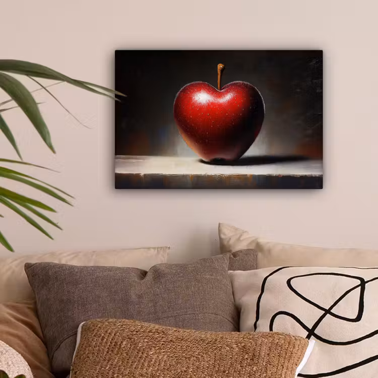 Apple - Hart - Rood canvas 2cm klein -sfeer1