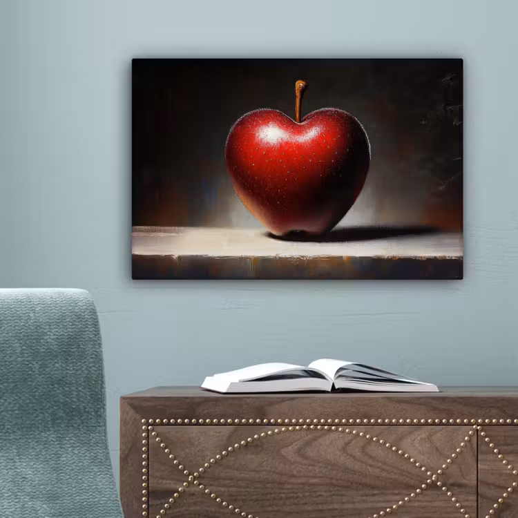 Apple - Hart - Rood canvas 2cm klein -sfeer4