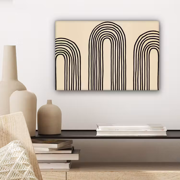 Boogvormen - Zwart - Strak canvas 2cm klein -sfeer6