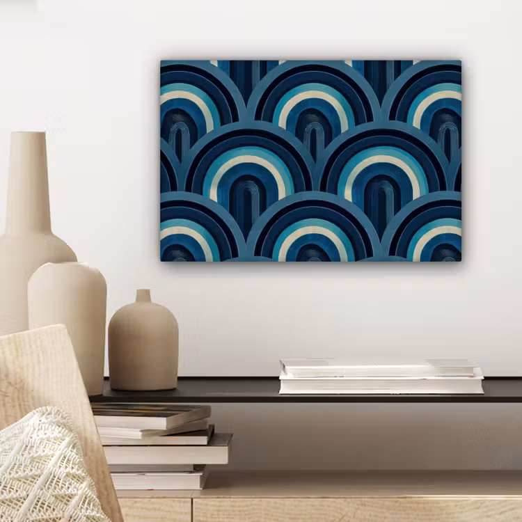 Bogen - Geometrisch - Patroon - Blauw - Retro canvas 2cm klein 34 -sfeer6