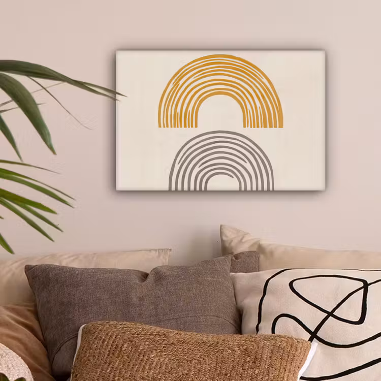 Bogen - Lijnen - Oranje - Minimalistisch canvas 2cm klein -sfeer1