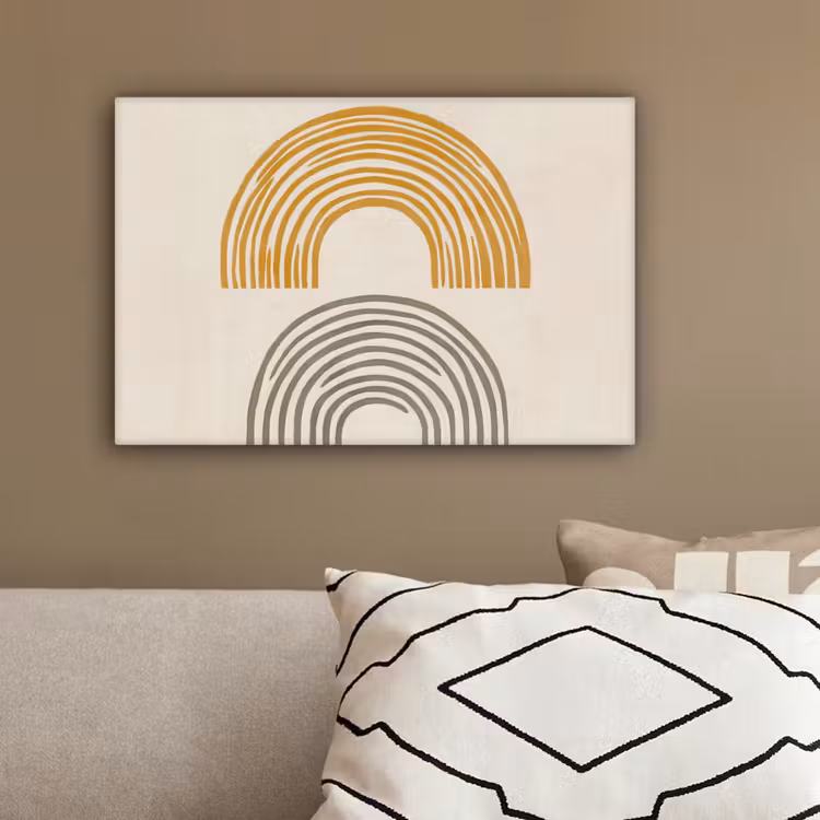 Bogen - Lijnen - Oranje - Minimalistisch canvas 2cm klein -sfeer3