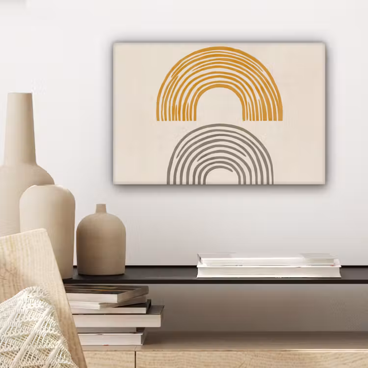 Bogen - Lijnen - Oranje - Minimalistisch canvas 2cm klein -sfeer6