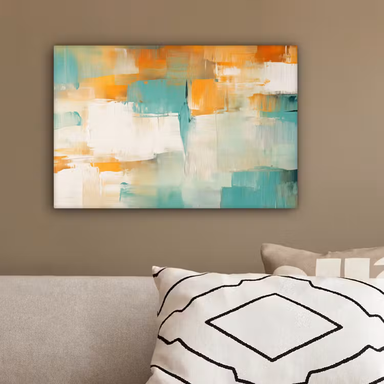 Kunst - Abstract - Blauw - Wit canvas 2cm klein -sfeer3