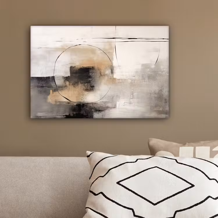 Kunst - Abstract - Grijs - Industrieel canvas 2cm klein -sfeer3