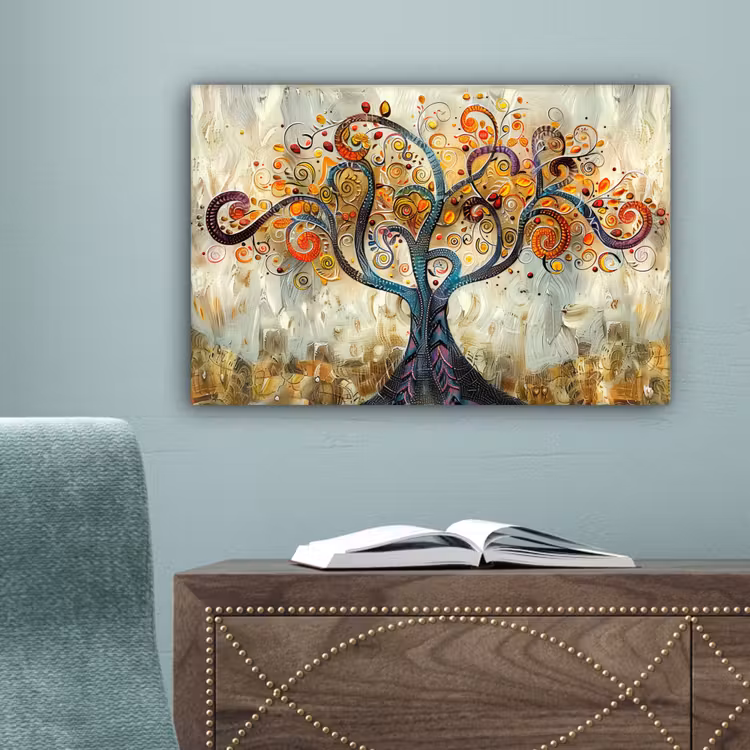 Kunst - Levensboom - Botanisch - Abstract canvas 2cm klein -sfeer4