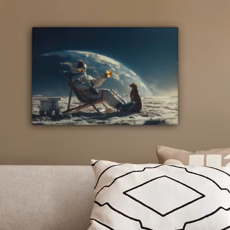 Astronaut - Kat - Glas - Stoel canvas 2cm klein -sfeer3