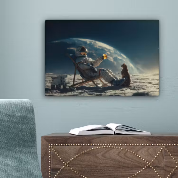 Astronaut - Kat - Glas - Stoel canvas 2cm klein -sfeer4