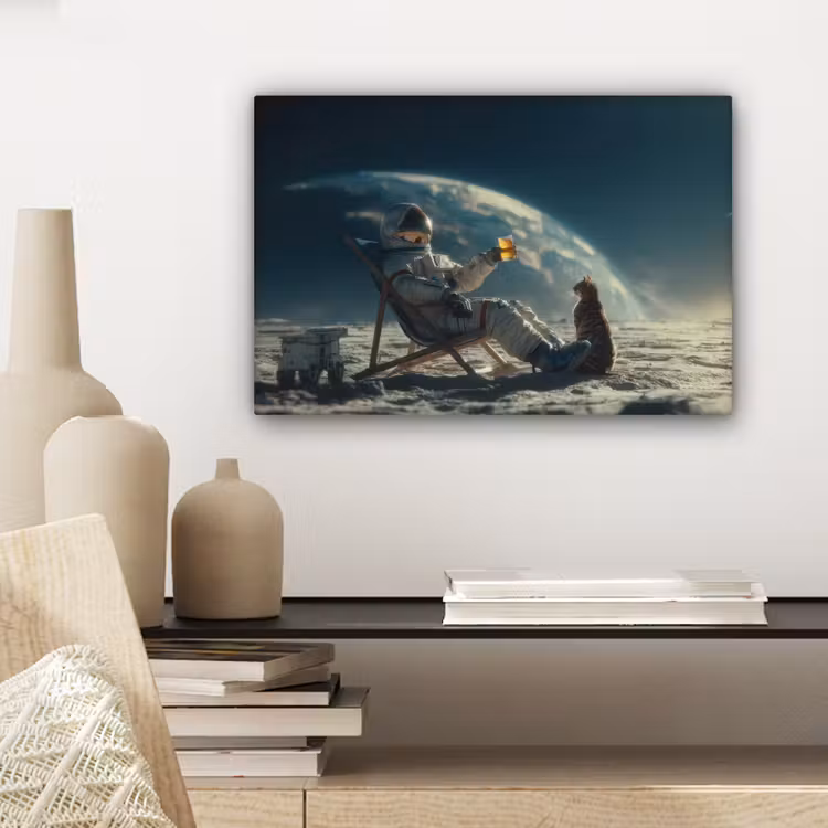 Astronaut - Kat - Glas - Stoel canvas 2cm klein -sfeer6