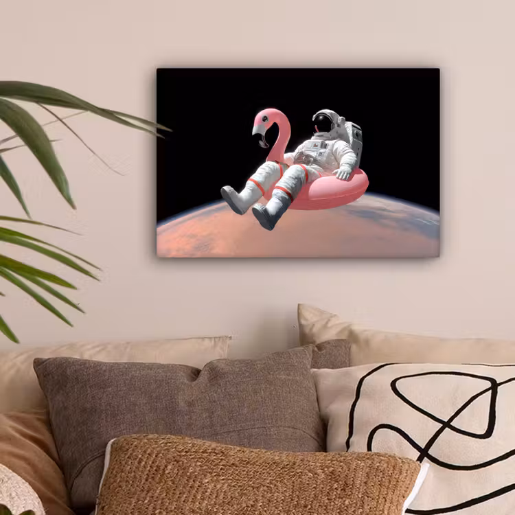 Astronaut - Flamingo - Zwemband - Roze canvas 2cm klein -sfeer1