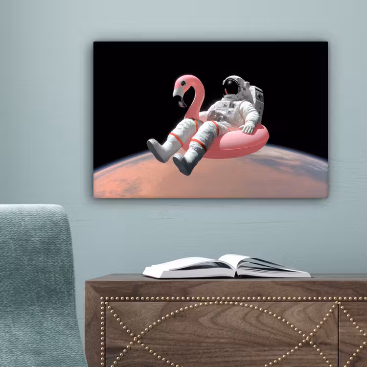 Astronaut - Flamingo - Zwemband - Roze canvas 2cm klein -sfeer4