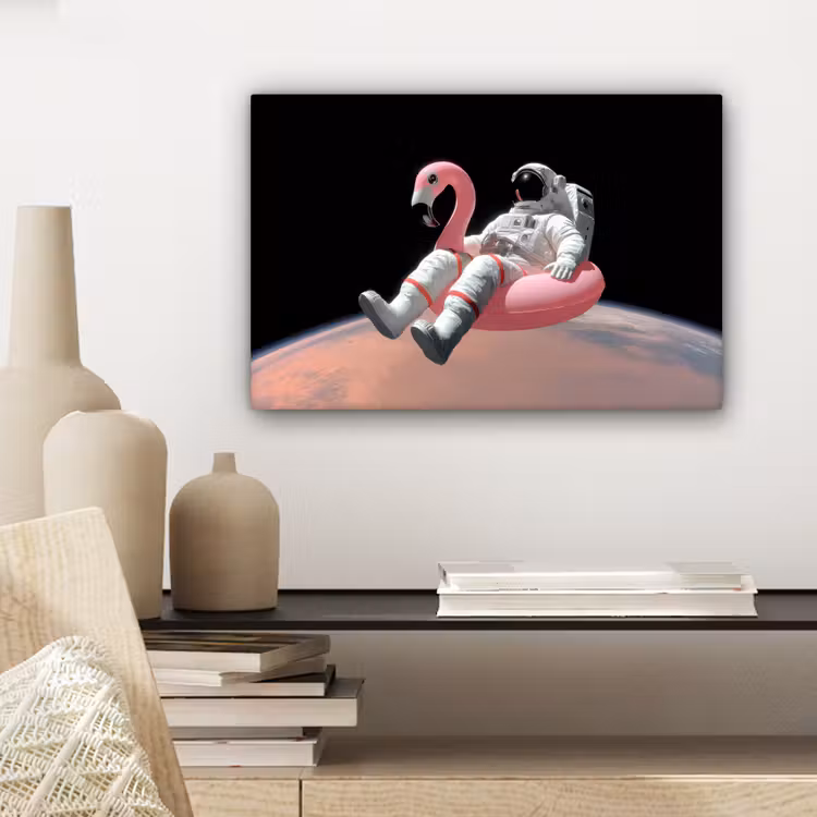 Astronaut - Flamingo - Zwemband - Roze canvas 2cm klein -sfeer6