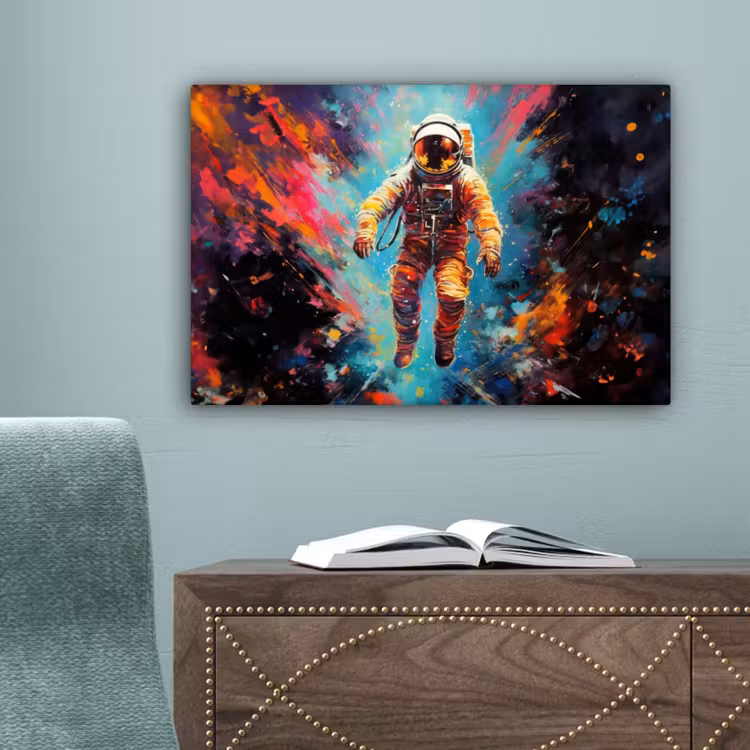 Astronaut - Graffiti - Ruimte - Neon canvas 2cm klein -sfeer4