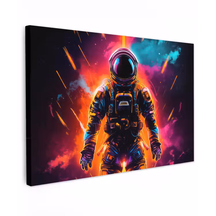 Astronaut - Neon - Gaming - Ruimte canvas 2cm klein -z3d