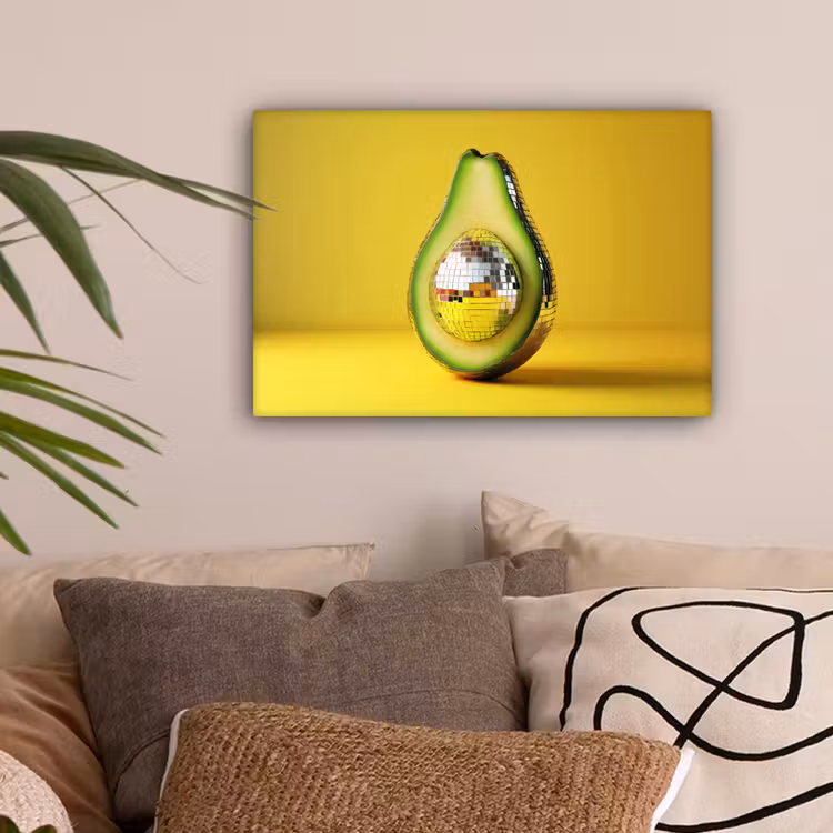 Avocado - Discobal - Geel - Glitter canvas 2cm klein -sfeer1