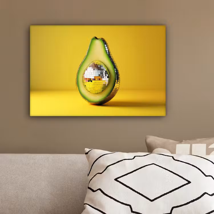 Avocado - Discobal - Geel - Glitter canvas 2cm klein -sfeer3