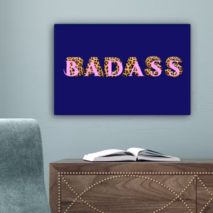 Badass - Panterpint - Schaduw - Roze canvas 2cm klein -sfeer4