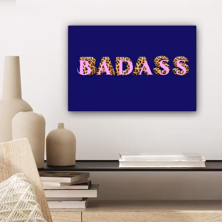 Badass - Panterpint - Schaduw - Roze canvas 2cm klein -sfeer6