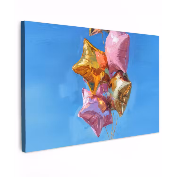 Ballonnen - Goud - Stervorm - Roze canvas 2cm klein -z3d