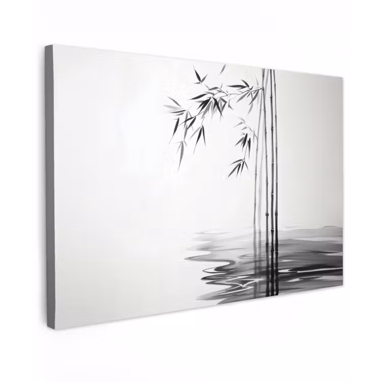 Bamboestammen - Water - Minimalistisch - Wit canvas 2cm klein -z3d